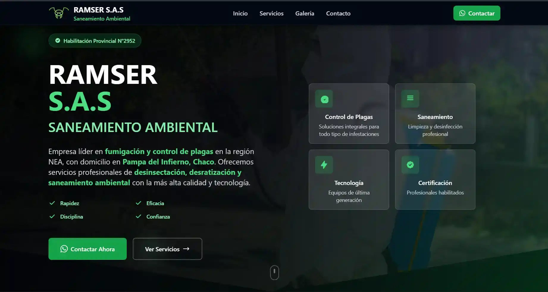 Captura del proyecto Landing Page Ramser S.A.S